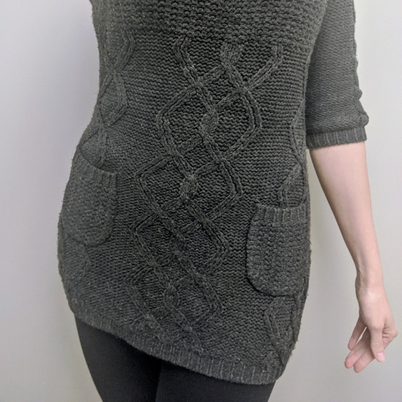 Grey Cable-Knit Sweater Dress - Picture 7 of 7